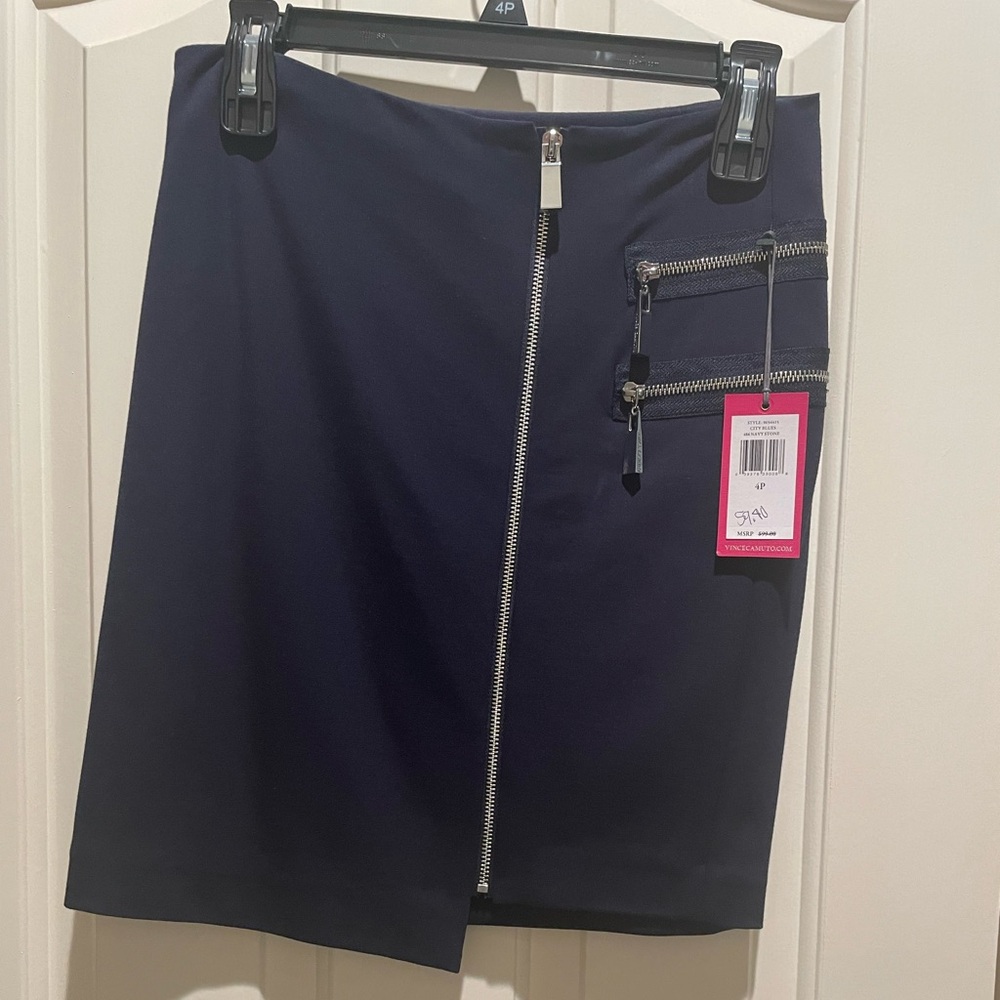 Asymmetrical navy blue skirt